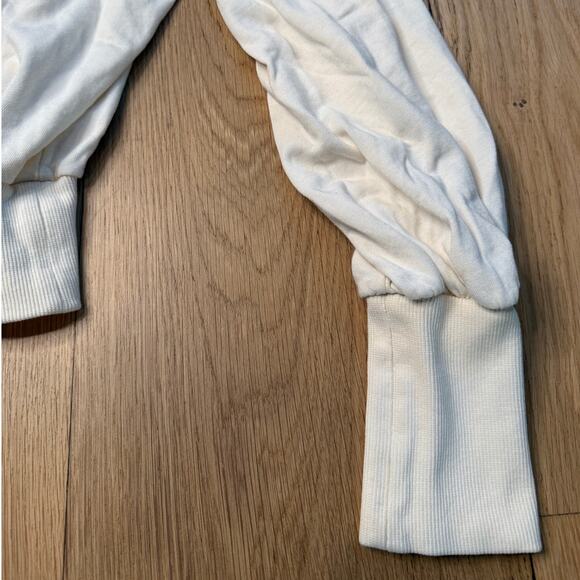 INTERMIX Khloe One-Shoulder Off-Shoulder Ivory Cream Scrunchy Sweatshirt - Picture 6 of 7